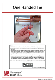 Clinical skills instruction booklet cover page, One Handed Tie